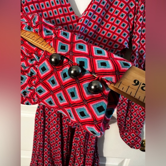 FREE PEOPLE S It Takes Two Lng Sleeve Geometric Belted Open Back Mini Dress Pink - Picture 7 of 14